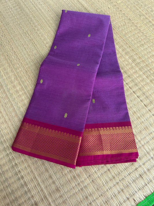 Kanchi Silk Cotton Saree - Mauve with Pink Border - Folded View